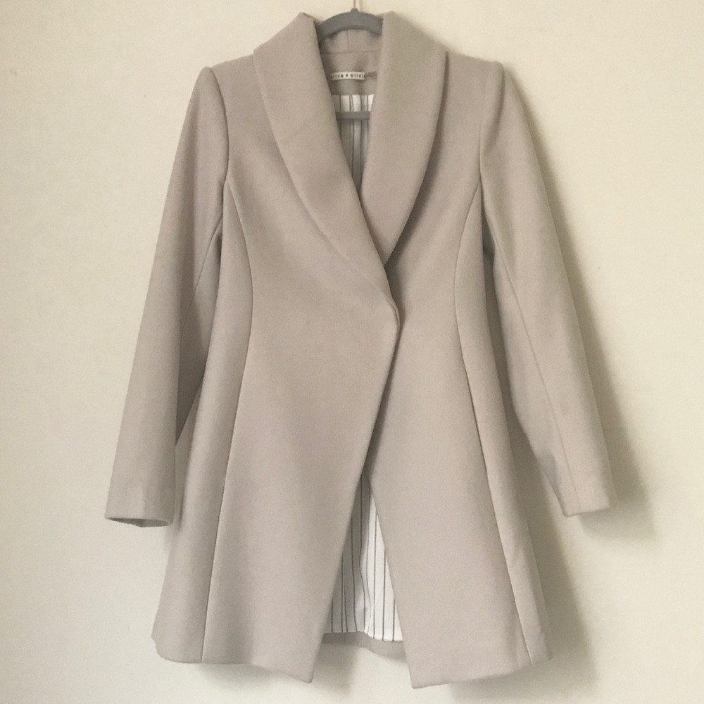 EUC Alice + Olivia virgin wool shawl collar coat S